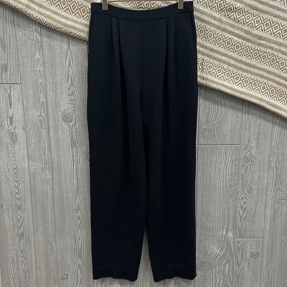St. John Basics High Rise Elastic Waist Pleated Front Knit Trouser Pant Sz 6 - Picture 1 of 9